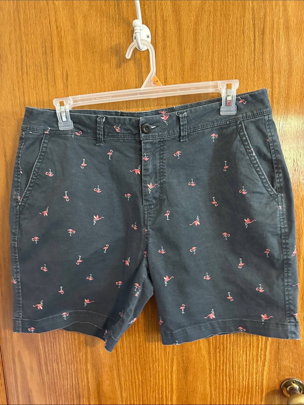 Men's Navy Flamingo Print Casual Shorts